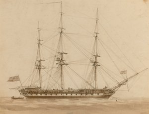 A British frigate riding on her anchor by John Wilson Carmichael