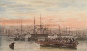 The Baltic Fleet at Night with Ship