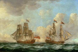 The Peregrine in Two Positions off the Coast by John the Elder Cleveley