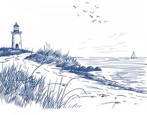 Coastal Lighthouse Sketch by Jolly and Dash