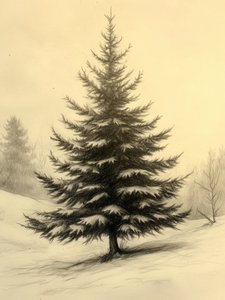 Snowy Pine Winter Scene by Jolly and Dash