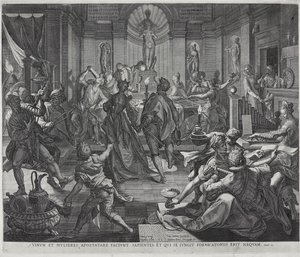 A House of Ill-Fame, engraved by Johannes Sadeler I by Joos or Jodocus van (after) Winghe