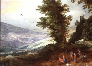Extensive Landscape with Peasants by Joos or Josse de The Younger Momper