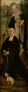 Saint Monica and a donor, one wing of an altar piece by Joos van (follower of) Cleve