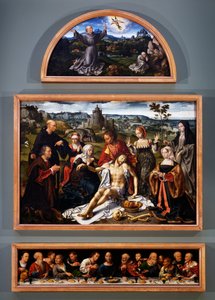 Altarpiece of the Deposition, with the Stigmata of St Francis, the Deposition of Christ and the Last Supper from the Church of the Friars Minor in Genoa by Joos van Cleve