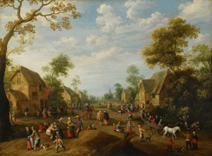 A Village Kermesse with Numerous Peasants Feasting by Joost Cornelisz Droochsloot