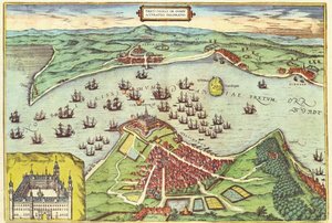 Elsinore, Denmark, from Civitates Orbis Terrarum by Georg Braun and Frans Hogenburg, c.1572