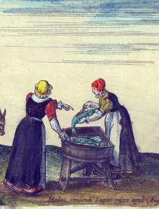 Fishwives Selling and Gutting Pike (detail) by Joris Hoefnagel