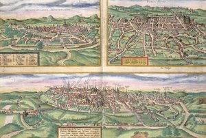 Map of Montpellier, Tours, and Poitiers, from 