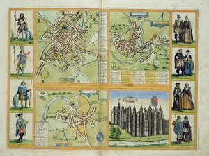 Maps of York, Shrewsbury, Lancaster, and Richmond, from 
