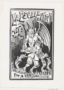 A Demon Holding a Young Boy by His Shoulders Over a Group of Vultures by José Guadalupe Posada