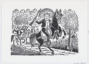 A revolutionary soldier on horseback with a rifle Heraclio Bernal by José Guadalupe Posada