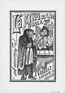 A Woman Crying with a Handkerchief in Her Hand Talking to an Old Hag, Illustration by José Guadalupe Posada
