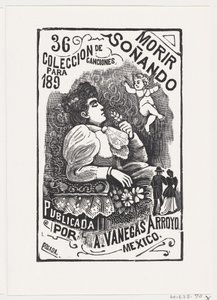 Profile of a Woman Sitting in a Chair with Her Head Back and Holding a Flower by José Guadalupe Posada