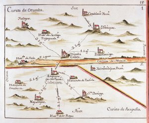 Plan of the Archdiocese of Mexico. Parish of Otumba and Parish of Axapulco. 1767. Engraving by Jose Antonio Alzate by Jose Antonio Alzate