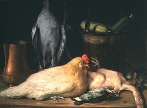 Still Life with Hen by Jose Lopez Enguidanos