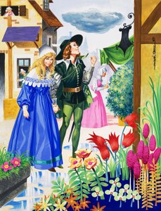 Couple Admiring Flowers