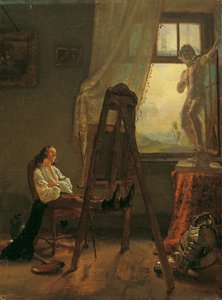 The Sleeping Painter in the Studio by Josef Danhauser