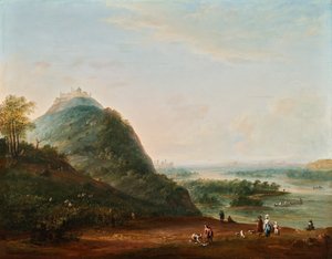 Wine Harvest before Vienna with View of Klosterneuburg, Leopoldsberg, Bisamberg, and Korneuburg