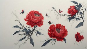 Peony in Red 01 by Josef Johann Michel