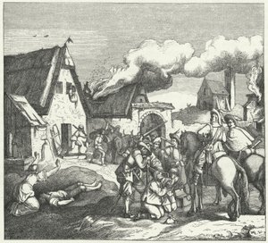 Imperial troops looting and pillaging after the Battle of Nordlingen by Josef Mathias Trenkwald