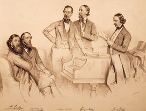 Group Portrait of Viennese Musicians and Composer: Franz von Suppe, Carl Binder, Anton Storch, Heinrich Proch and Anton Emil Titl