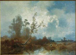 Autumn Day in Dachauer Moos with Hunters and Dogs