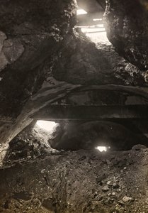 Rubble of a factory (b/w photo)