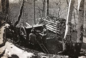 Soldiers with cannon (b/w photo) by Josef Zohles