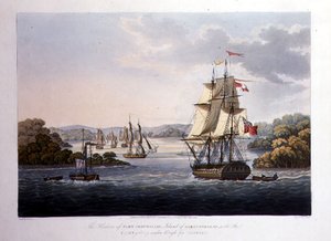 The Harbour of Port Cornwallis. Island of Great Andaman, with the Fleet Getting under Weigh for Rangoon, engraved by G. Hunt, pub. by Kingsbury & Co., London