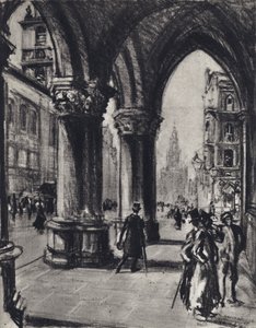 Strand, from the Law Courts (litho) by Joseph (after) Pennell