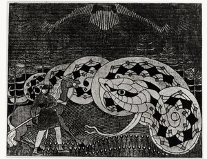 Seppo Ilmarinen Ploughing the Field of Snakes, Illustration from 