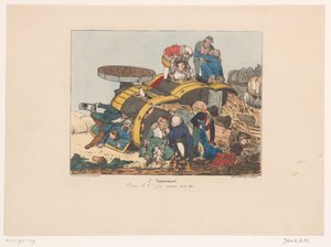 Tipped Hay Wagon with Passengers (Inconveniences series) by Joseph Ambroise Jobard