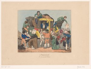 Passengers Disembarking from an Omnibus after Return Journey