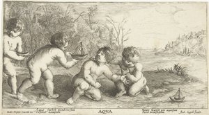 Children Playing with Boats by Joseph Antoine Cochet