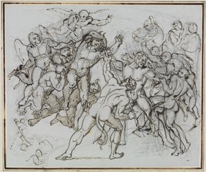 At the Pitch Lake of the Trickster Ciampolo of Navarra (Dante Inferno, Canto 22, V 34) by Joseph Anton Koch
