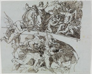 At the Pitch Lake of the Merchant, the Councilman of Lucca (Dante Inferno, Canto 21, V 34) by Joseph Anton Koch