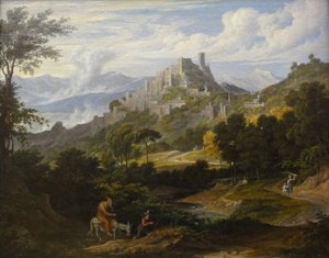 Landscape near Olevano with Monk on Horseback by Joseph Anton Koch