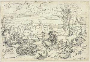 Landscape with Saint George and the Dragon and the Monte Soratte by Joseph Anton Koch