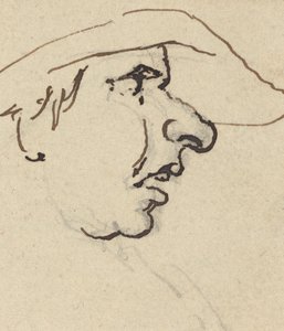 Profile of Man with Large Nose Wearing Hat by Joseph Cartwright