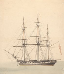 Single Corvette with Three Figures in Naval Uniforms and Union Jack by Joseph Cartwright
