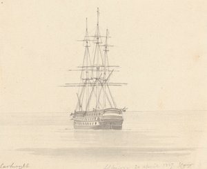 Single Frigate, Stern Forward; Albion 20 April 1817 by Joseph Cartwright