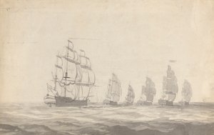 Six Battleships Tacking in Heavy Seas