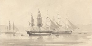 Three Ships with Barque-like Rigging by Joseph Cartwright