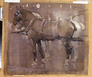 Cab Horses by Gaslight