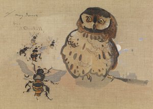 Owl and Bees by Joseph Crawhall