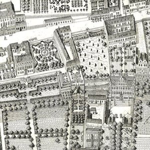Detail of a Map of Vienna showing 135 Alsergrund where Mozart and his family lived during 1788 by Joseph Daniel Huber