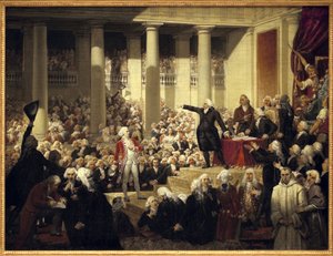 French Revolution: Honore Gabriel Riqueti, Count of Mirabeau before Monsieur de Henri Evrard, Marquis of Dreux Breze at the Assembly of Deputies, June 23
