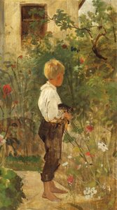 Boy with Cat in the Garden