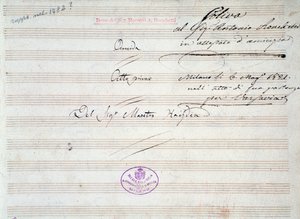 First page of musical score of minuet in Armida by J Haydn